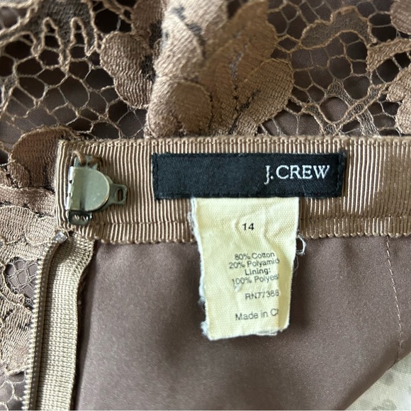 J.Crew Brown Floral Lace Pencil Skirt – Midi SZ 14 - Picture 2 of 6